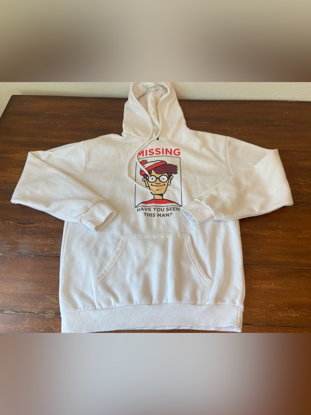 Wheres Waldo Hoodie Size Tall Medium Goofy Graphic Vintage Inspired Hoodie